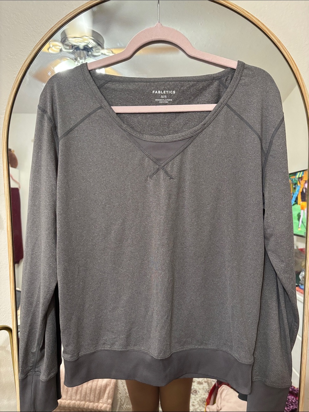 Fabletics Charcoal Gray Long-Sleeve Active Sweatshirt